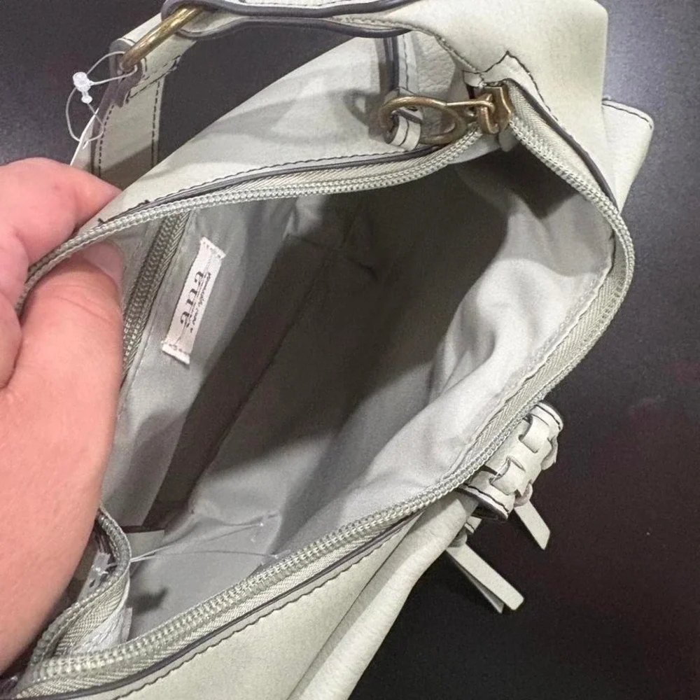 a.n.a a new approach Sage Green Faux Leather Buckle Crossbody Hobo Bag NEW